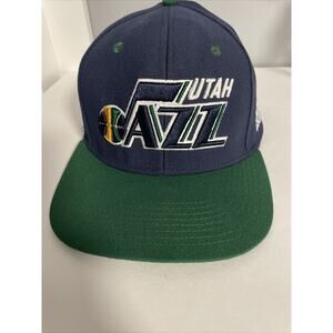 Adidas Utah Jazz Snap Back Hat Green Bill Blue Cap Embroidered Men’s